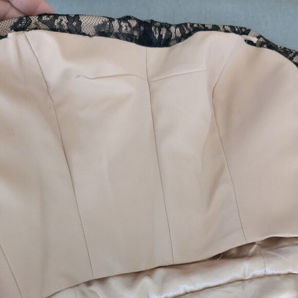 Badgley Mischka Midi Dress Cocktail Gown Black 8 Lace Strapless Glam Classic - Picture 11 of 16